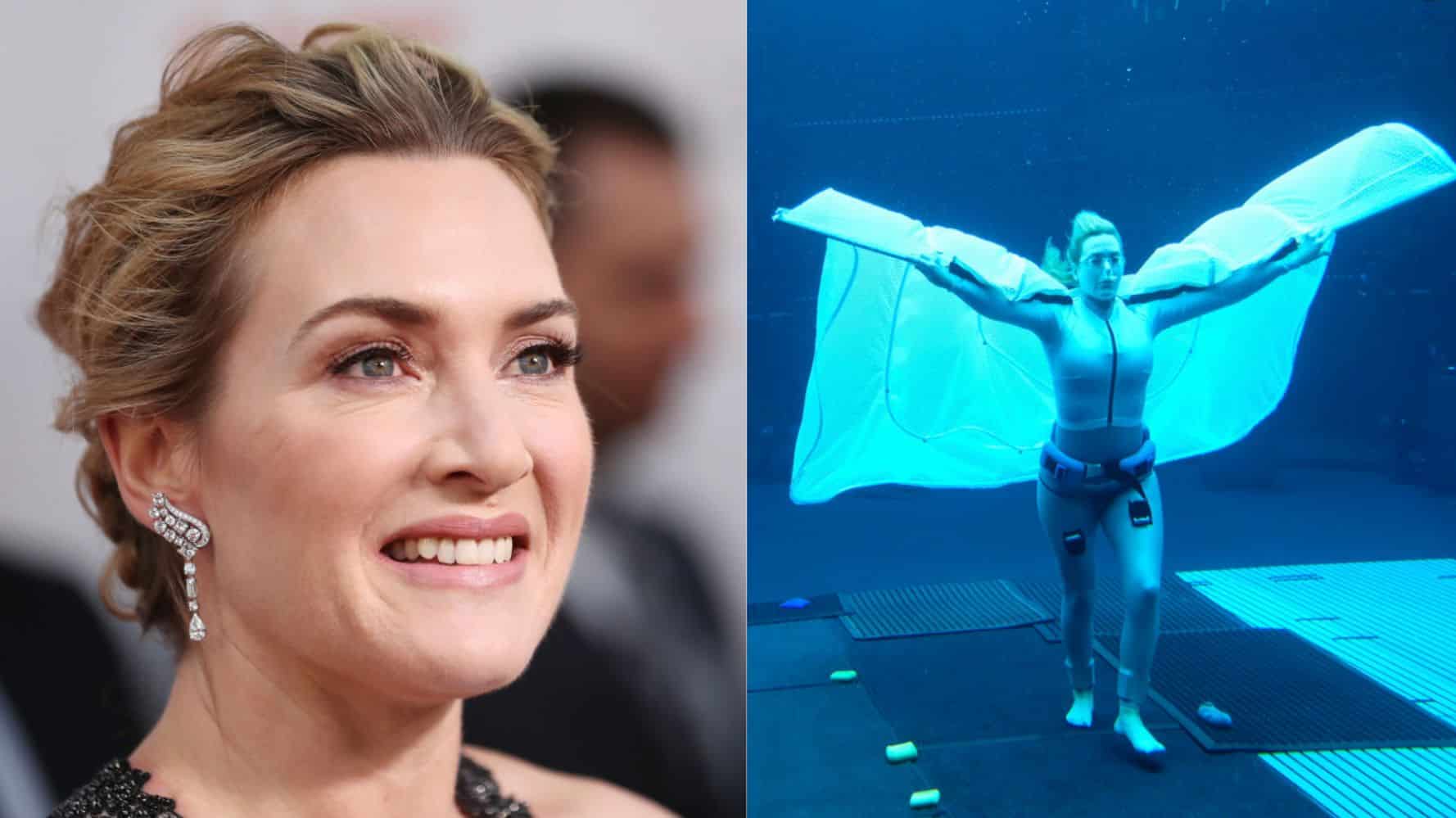 Avatar | Em nova foto dos bastidores, Kate Winslet surge submersa em tanque d’água