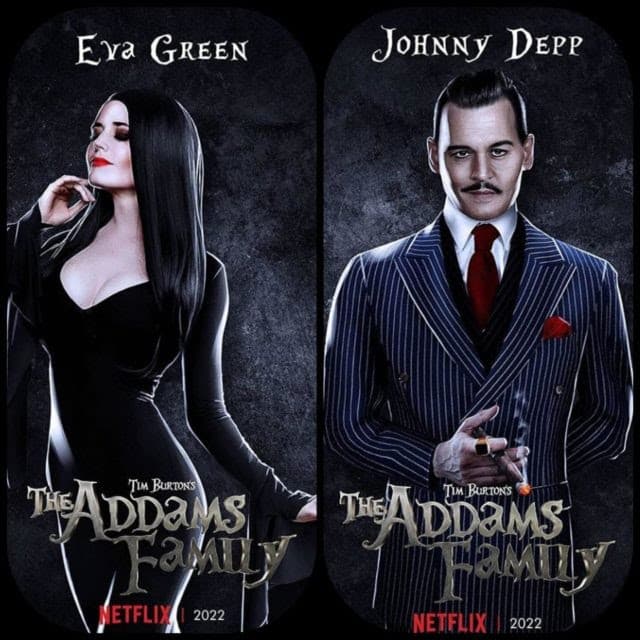 Johnny Depp e Eva Green são Gomez e Mortícia em novo pôster de fãs de Família Addams