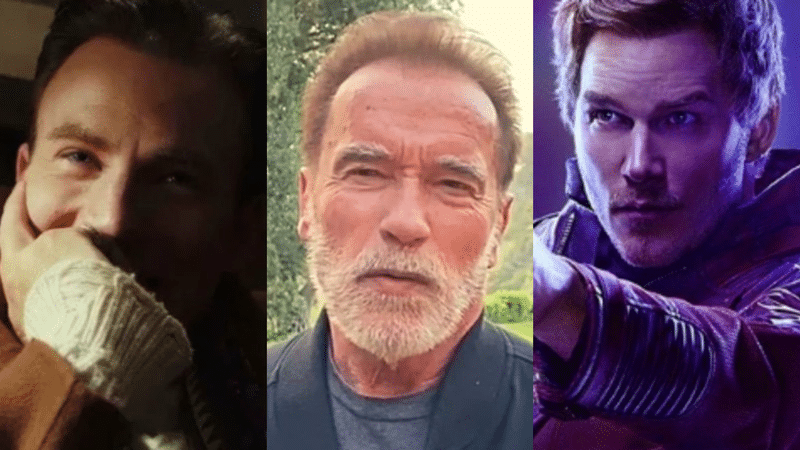 Arnold Schwarzenegger confunde o genro, Chris Pratt, com Chris Evans