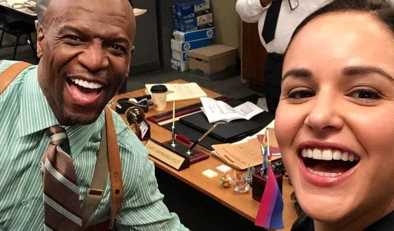 Brooklyn Nine Nine season 8 set picture Terry Crews Melissa Fumero